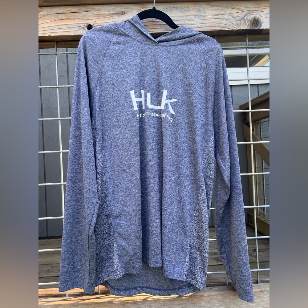 Men’s Huk Blue Hooded Long Sleeve Shirt